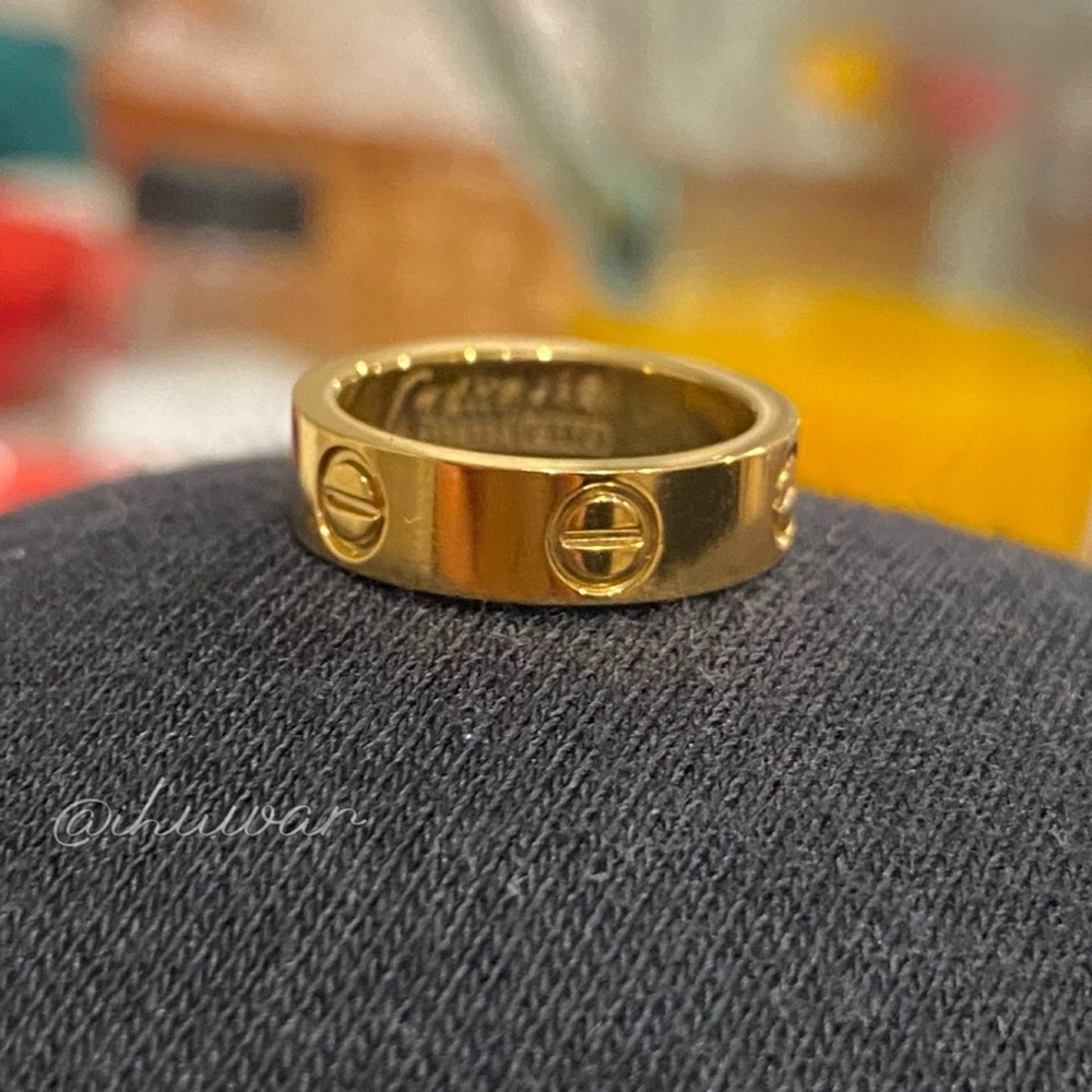 18K Gold Plated Gold Love Screw Ring Size 11 - Picture 2 of 6
